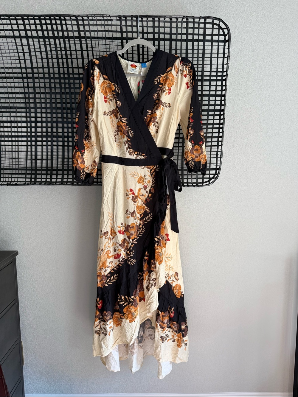 Farm Rio Long-Sleeve Floral Wrap Midi Dress - Picture 2 of 9